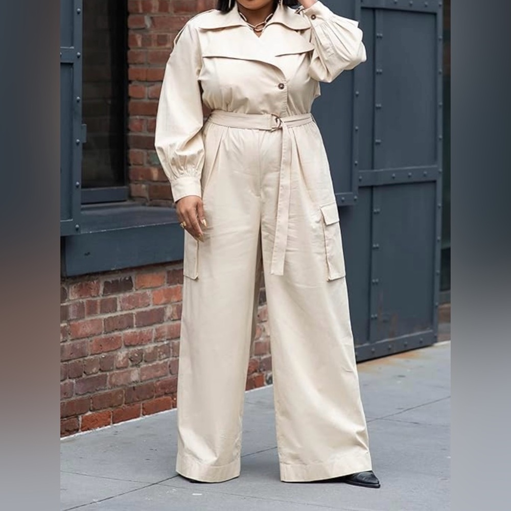 Khaki utility jumpsuit, Size L